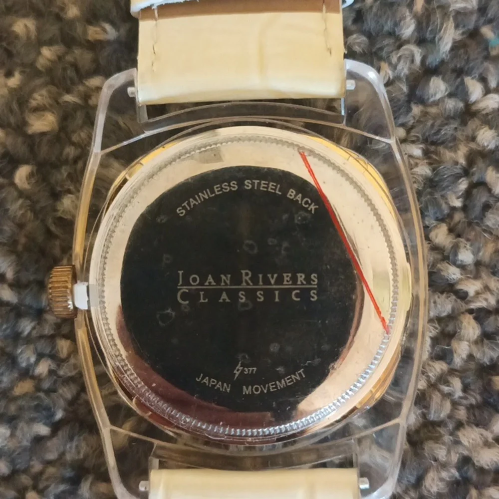 Joan Rivers off white leather and rhinestone women's watch